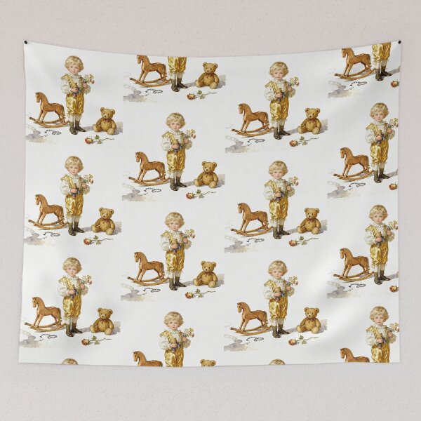 Item preview, Vintage art Child playing with his toys cute retro design designed and sold by Vintage Designs +.