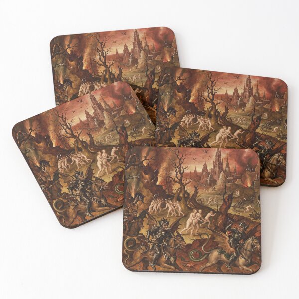 Item preview, The hunt of the demons beautiful religious christian vintage art after Hieronymus Bosch designed and sold by Vintage Designs +.