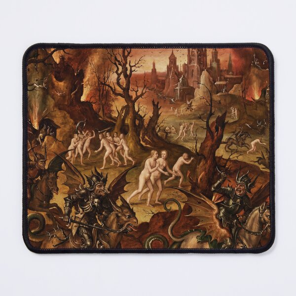 Item preview, The hunt of the demons beautiful religious christian vintage art after Hieronymus Bosch designed and sold by Vintage Designs +.