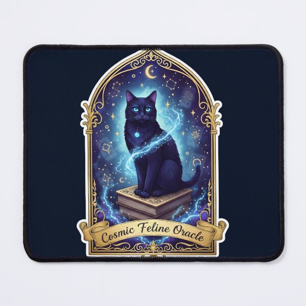 Item preview, Cosmic Feline Oracle - Mystical Black Cat & Tarot Cards designed and sold by ArtCrafter13.