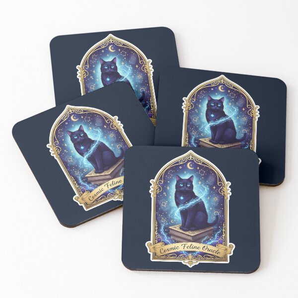 Item preview, Cosmic Feline Oracle - Mystical Black Cat & Tarot Cards designed and sold by ArtCrafter13.