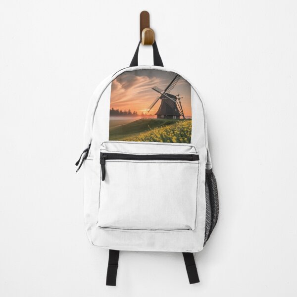 Item preview, Windmill Sunset Landscape Yellow Flower Field designed and sold by sky11PP.