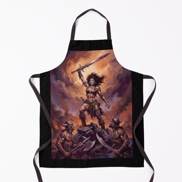 Item preview, Cybernetic Warrior woman triumph over the hordes vintage fantasy art painting designed and sold by Vintage Designs +.