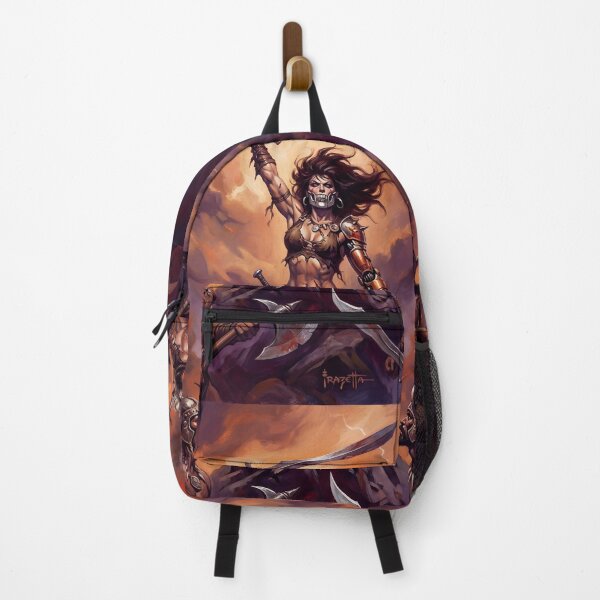 Item preview, Cybernetic Warrior woman triumph over the hordes vintage fantasy art painting designed and sold by Vintage Designs +.