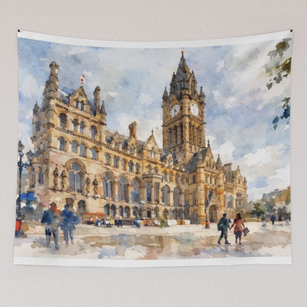 Item preview, Manchester Town Hall Watercolor designed and sold by caracatita75.
