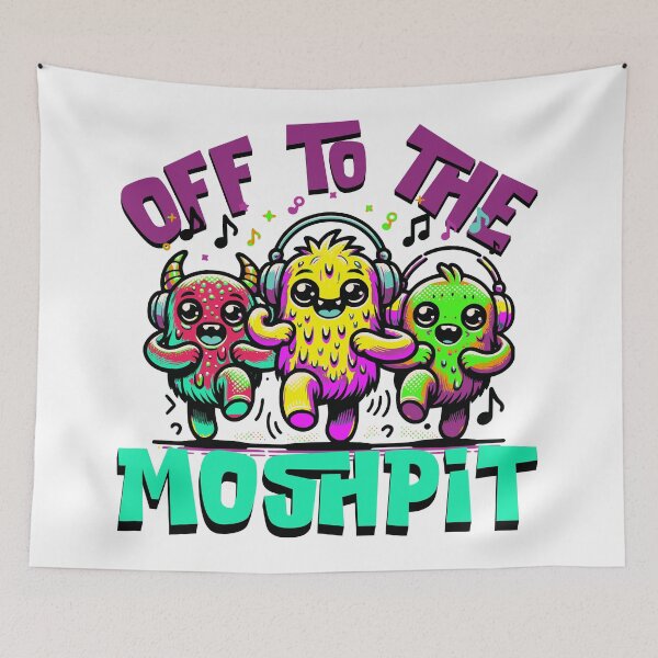 Item preview, Off to the Moshpit – Cute Rave Monsters Headbanging Party Art designed and sold by onlin3boutiqu3.