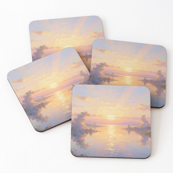 Item preview, Surreal Golden Hour – A dreamlike landscape with light poetry and floating forms in a warm glow designed and sold by FotoworldEdel.