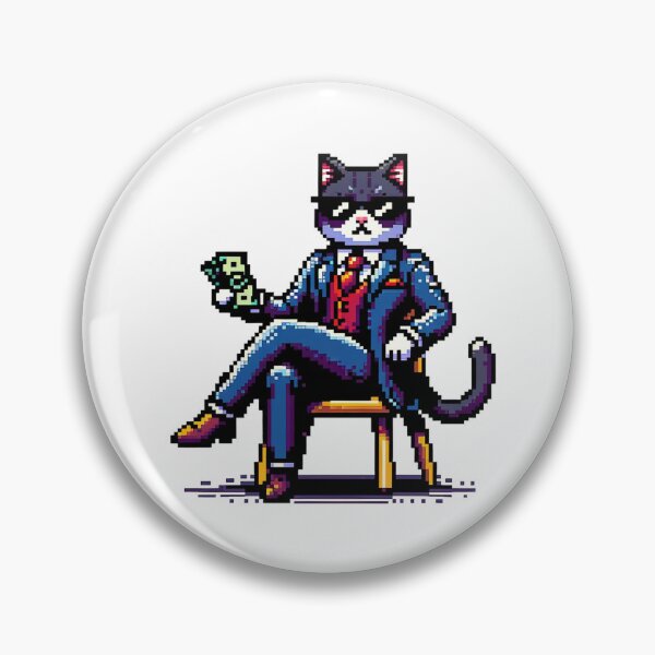 Item preview, Pixel Business Cat – Retro 8-Bit Mafia Cat Pixel Art designed and sold by onlin3boutiqu3.