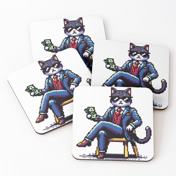 Item preview, Pixel Business Cat – Retro 8-Bit Mafia Cat Pixel Art designed and sold by onlin3boutiqu3.
