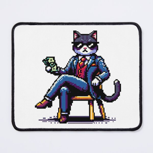 Item preview, Pixel Business Cat – Retro 8-Bit Mafia Cat Pixel Art designed and sold by onlin3boutiqu3.
