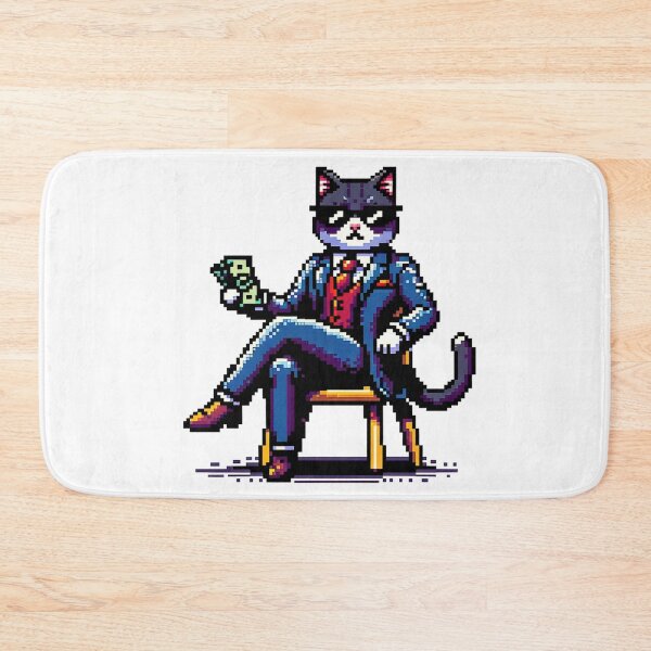 Item preview, Pixel Business Cat – Retro 8-Bit Mafia Cat Pixel Art designed and sold by onlin3boutiqu3.