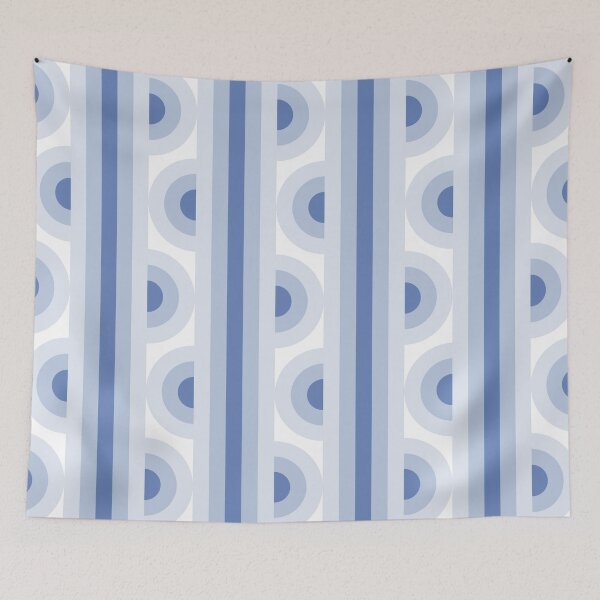 Artikelvorschau, Space Age Funky Streifen und Kreise Marineblautöne entworfen und verkauft von Pinkdeer Designs.