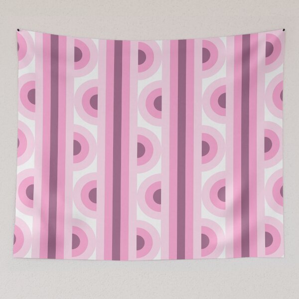 Artikelvorschau, Space Age Funky Streifen und Kreise - Pink Antique Fuchsia entworfen und verkauft von Pinkdeer Designs.
