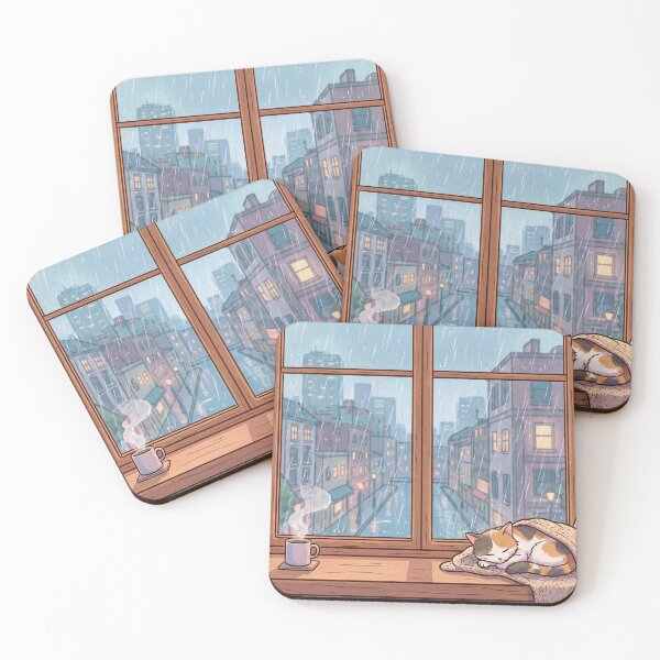 Item preview, Rainy Day Lofi Window - Cozy Anime Interior designed and sold by Midnight Replay.