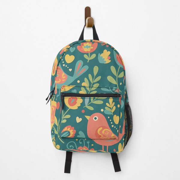 Item preview, Colourful Love Birds in Folk Art Style – Seamless Scandinavian Pattern by heidiannemorris © designed and sold by FOLK ART FUSION by heidiannemorris.