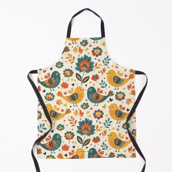 Item preview, Cute Colourful Love Birds in Folk Art Style – Seamless Scandinavian Pattern by heidiannemorris © designed and sold by FOLK ART FUSION by heidiannemorris.