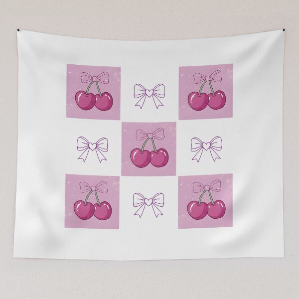Item preview, Checked Cherry coquette, cherry coquette, pink valentine coquette, valentine, retro valentine designed and sold by DesignDenDo ⭐⭐⭐⭐⭐.