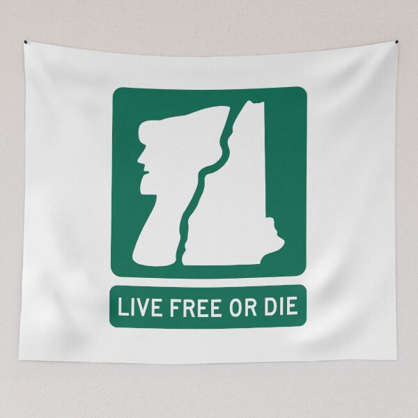 Item preview, Live Free or Die New Hampshire Sign with Old Man of the Mountain Road Sign designed and sold by NewNomads.