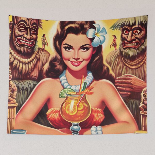 Item preview, Vintage Tiki Pin up designed and sold by PulpVintage.