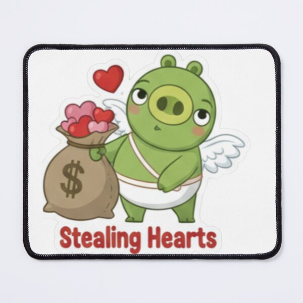 Item preview, Funny Green Pig Cupid with Heart Money Bag Sticker designed and sold by ZyVoAli.