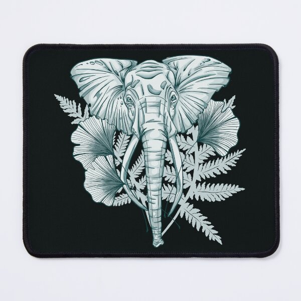 Item preview, Blue Elephant Ginkgo Biloba Leaves Out of Africa on Black designed and sold by PolaMaku.