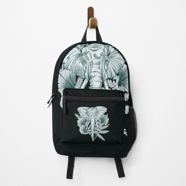 Item preview, Blue Elephant Ginkgo Biloba Leaves Out of Africa on Black designed and sold by PolaMaku.