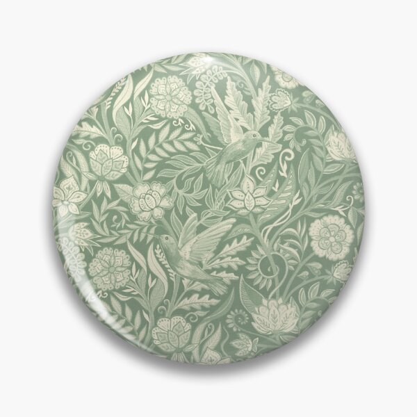 Item preview, Hummingbird Chintz in Monochrome Sage Green and Cream designed and sold by micklyn.