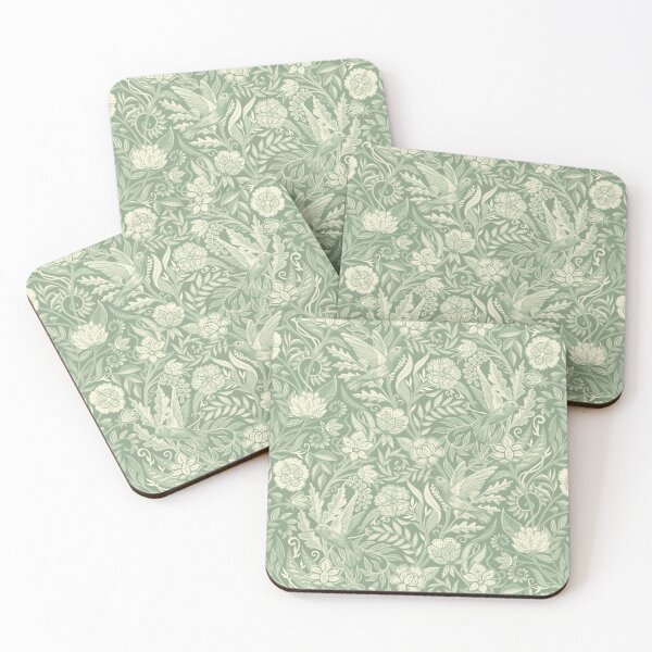 Item preview, Hummingbird Chintz in Monochrome Sage Green and Cream designed and sold by micklyn.