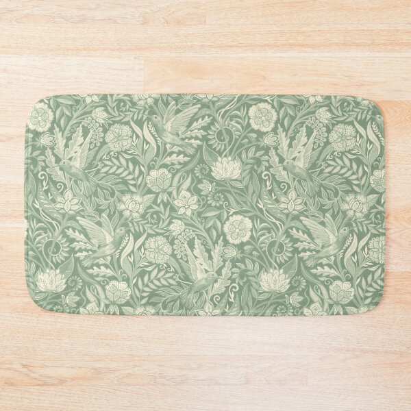 Item preview, Hummingbird Chintz in Monochrome Sage Green and Cream designed and sold by micklyn.