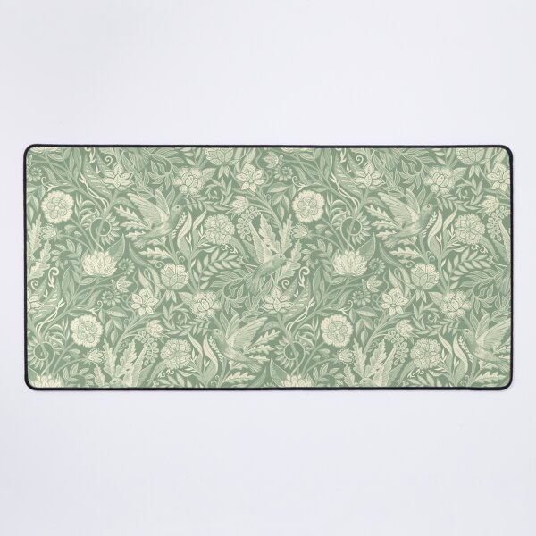 Item preview, Hummingbird Chintz in Monochrome Sage Green and Cream designed and sold by micklyn.