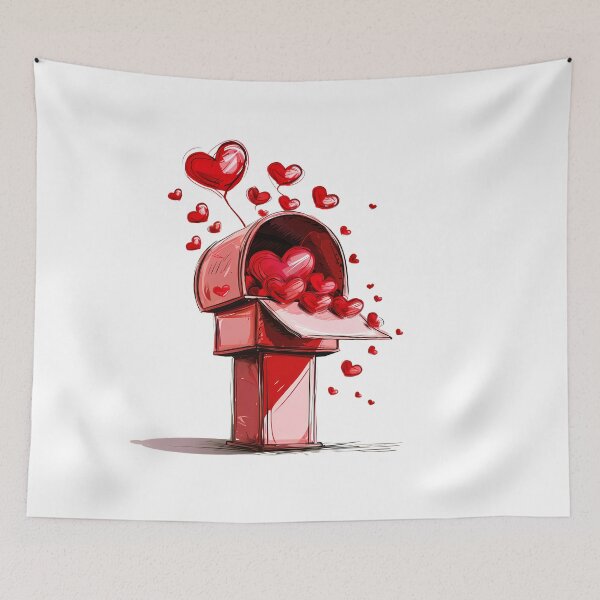 Item preview, Overflowing Hearts Mailbox Saint Valentine's Day - Cute Red Love Letters Art Print designed and sold by DesignArtist.ia.
