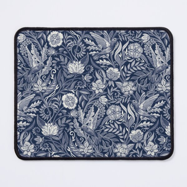 Item preview, Hummingbird Chintz in Monochrome Navy Blue and White designed and sold by micklyn.