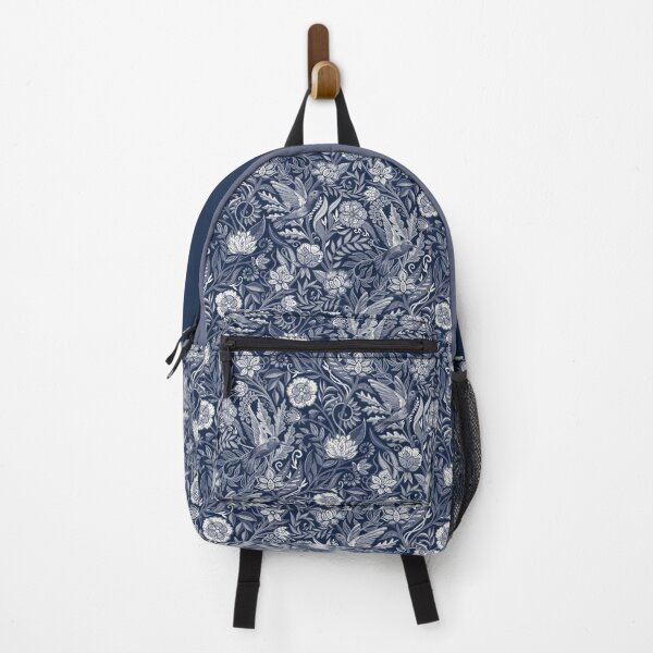 Item preview, Hummingbird Chintz in Monochrome Navy Blue and White designed and sold by micklyn.