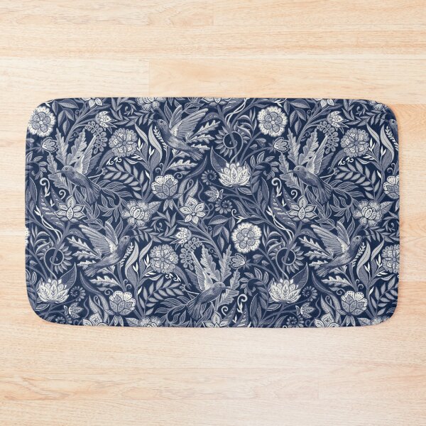 Item preview, Hummingbird Chintz in Monochrome Navy Blue and White designed and sold by micklyn.