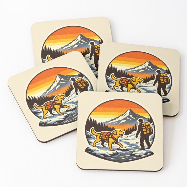 Item preview, River Crossing Hiking Labrador & Dog Dad – Retro Outdoor Badge designed and sold by PawPrintCustom.
