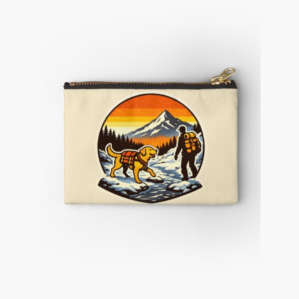 Item preview, River Crossing Hiking Labrador & Dog Dad – Retro Outdoor Badge designed and sold by PawPrintCustom.