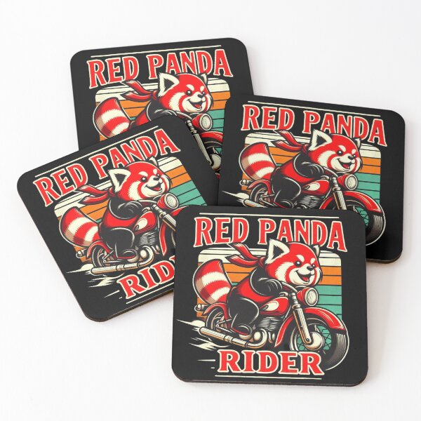 Item preview, Red Panda Motorcycle - Retro Rider Cartoon Mascot designed and sold by Zoo-Moo.
