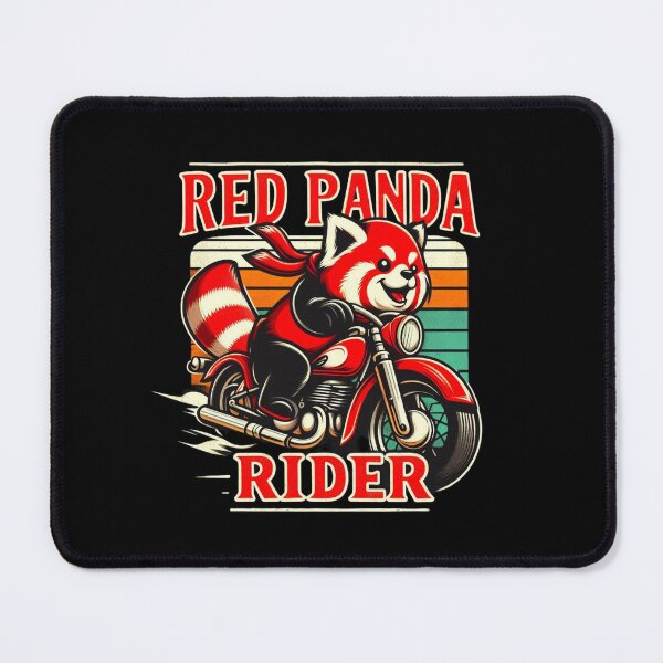 Item preview, Red Panda Motorcycle - Retro Rider Cartoon Mascot designed and sold by Zoo-Moo.