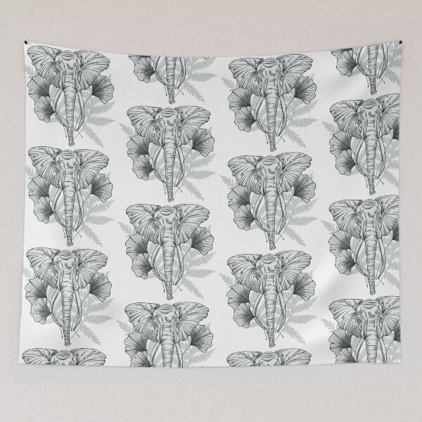 Item preview, Elephant Ginkgo Biloba Leaves Out of Africa on White designed and sold by PolaMaku.