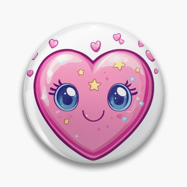 Item preview, Kawaii Pink Heart Character Saint Valentine's Day - Cute Sparkly Eyes Starry Love Art Print designed and sold by DesignArtist.ia.