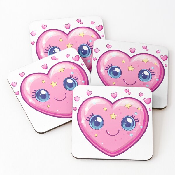 Item preview, Kawaii Pink Heart Character Saint Valentine's Day - Cute Sparkly Eyes Starry Love Art Print designed and sold by DesignArtist.ia.