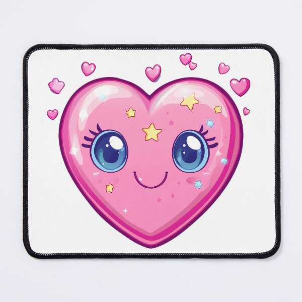Item preview, Kawaii Pink Heart Character Saint Valentine's Day - Cute Sparkly Eyes Starry Love Art Print designed and sold by DesignArtist.ia.