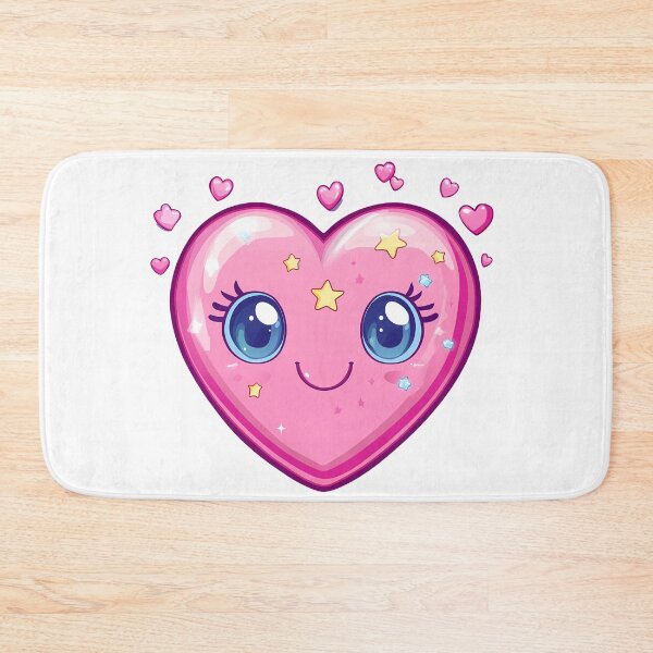 Item preview, Kawaii Pink Heart Character Saint Valentine's Day - Cute Sparkly Eyes Starry Love Art Print designed and sold by DesignArtist.ia.