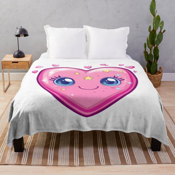 Item preview, Kawaii Pink Heart Character Saint Valentine's Day - Cute Sparkly Eyes Starry Love Art Print designed and sold by DesignArtist.ia.