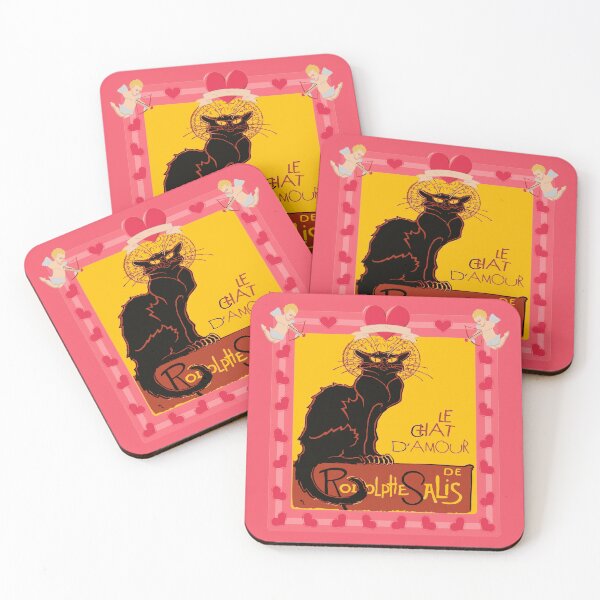 Item preview, Le Chat Noir DAmour With Heart And Cherub Border designed and sold by taiche.