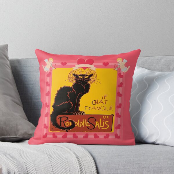 Item preview, Le Chat Noir DAmour With Heart And Cherub Border designed and sold by taiche.