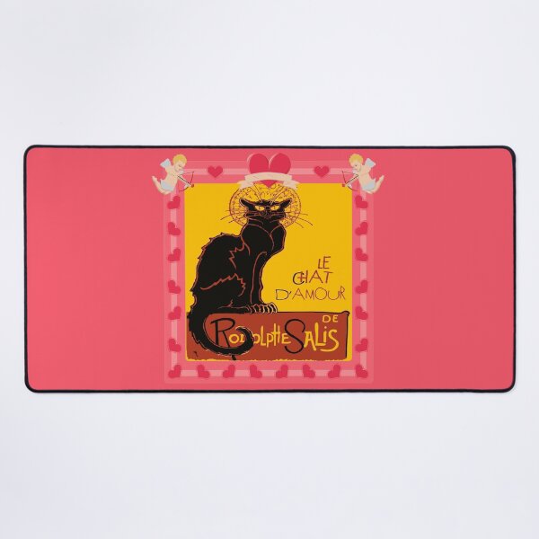 Item preview, Le Chat Noir DAmour With Heart And Cherub Border designed and sold by taiche.