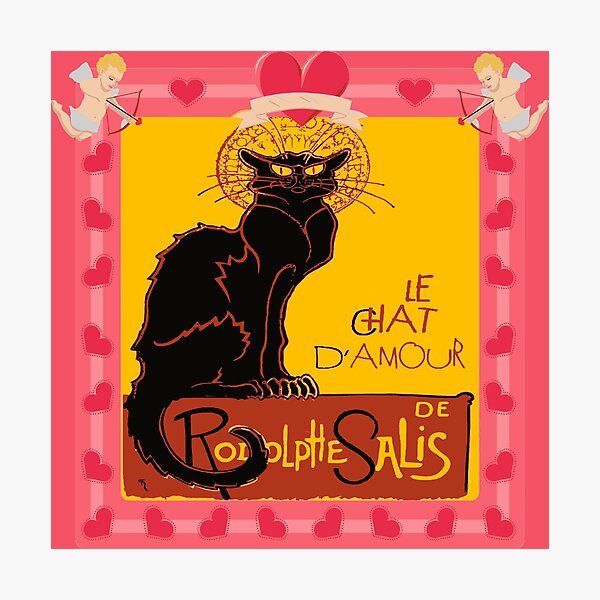 Item preview, Le Chat Noir DAmour With Heart And Cherub Border designed and sold by taiche.