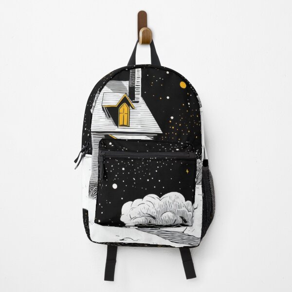 Item preview, House in winter at night with moon designed and sold by anytka.