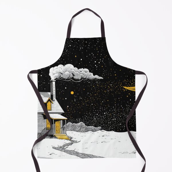 Item preview, House in winter at night with moon designed and sold by anytka.